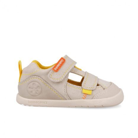 DETSKÉ BAREFOOT SANDÁLE LONA BASICA BEIGE Y AMARILLO BIOMECANICS 262191-C891