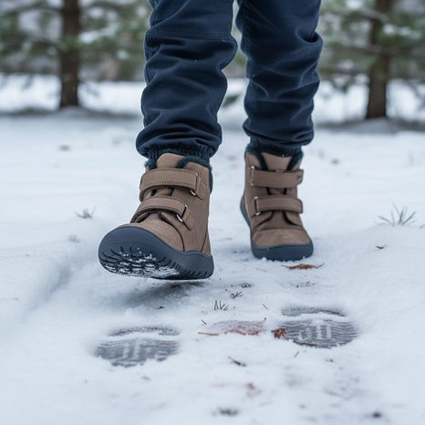 CHLAPECKÉ ZIMNÍ BAREFOOT BOTY DENY BROWN, PROTETIKA, HNĚDÁ