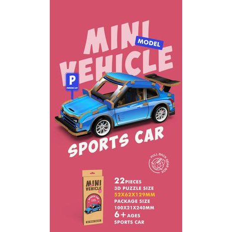 3D PUZZLE DŘEVĚNÉ - ZÁVODNÍ AUTO 13 CM, WIKY KREATIVITA, W035432