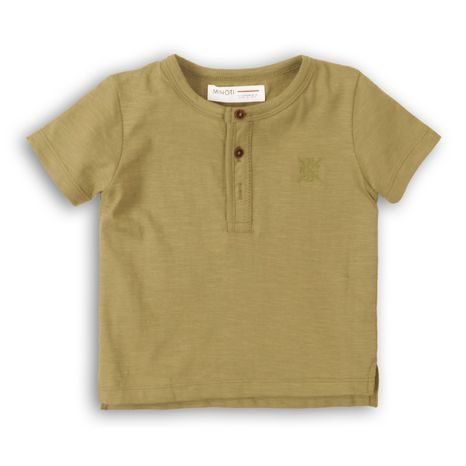 Tričko chlapčenské s krátkym rukávom, Minoti, 1HENLEY 6, khaki