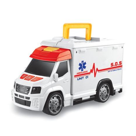 VELKÁ BÍLÁ SANITKA 33,5 CM SE SVĚTELNÝMI EFEKTY A SIRÉNOU