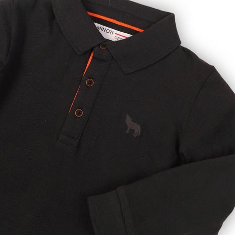 TRICOU PENTRU BĂIEȚI POLO DIN BUMBAC CU MÂNECĂ LUNGĂ, MINOTI, SCOUT 6, ANTRACIT