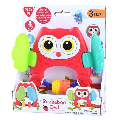 BAREVNÁ DĚTSKÁ HRAČKA VE TVARU SOVY PLAYGO PRO MIMINKA