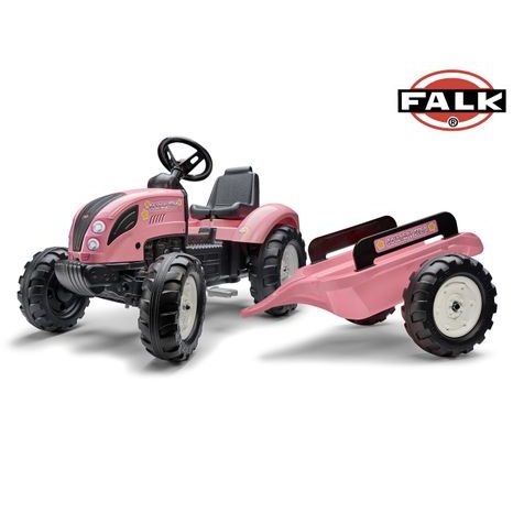 Tractor cu pedale Falk 1058AB Pink Country Star cu remorcă - roz, Falk, W014094