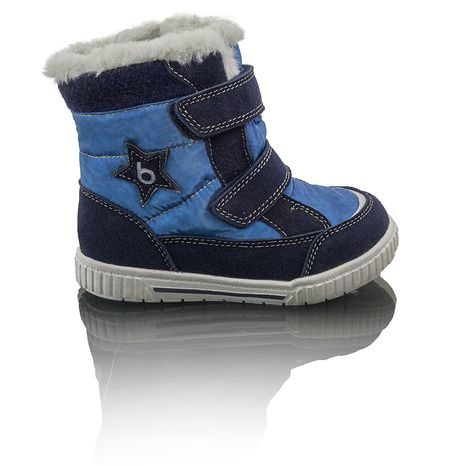 DĚTSKÉ ZIMNÍ BOTY S KOŽÍŠKEM POLARFOX, 2 SUCHÉ ZIPY, BUGGA, B00172-04, MODRÁ