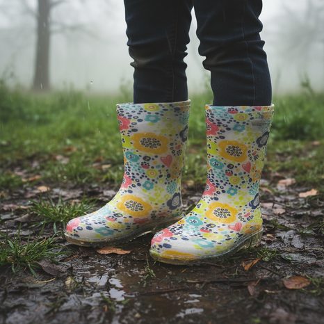 DÍVČÍ HOLÍNKY PVC - POTISK KVĚTINY, PIDILIDI, PL0038-13,  BÍLÁ