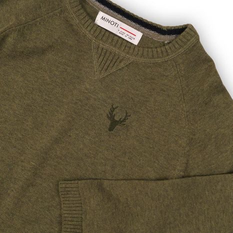 SVETR CHLAPECKÝ BAVLNĚNÝ, MINOTI, BW KNIT 21, KHAKI