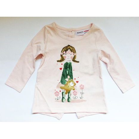 Tričko dievčenské s dlhým rukávom, Minoti, PRETTY 1, růžová