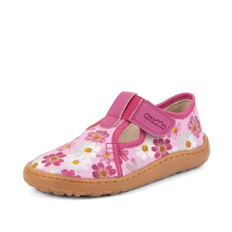 LÁNY VÁSZON BAREFOOT VÁLTÓCIPŐ CANVAS T-BAR FLOWERS FRODDO G1700439-4