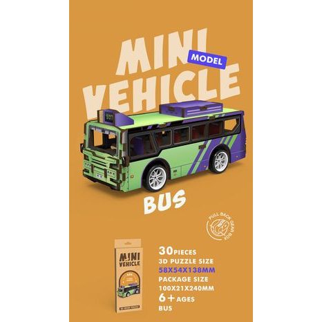 3D PUZZLE DŘEVĚNÉ - AUTOBUS 14 CM, WIKY KREATIVITA, W035430
