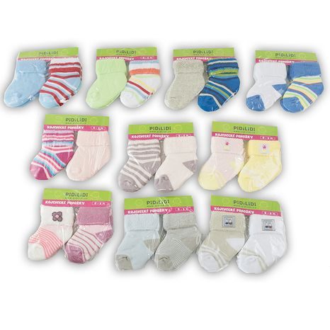 Dojčenské ponožky froté (0 až 6m), Pidilidi, PD108, mix MOŽNÉ OBJEDNAŤ LEN CELÉ BALENIE 10 KS