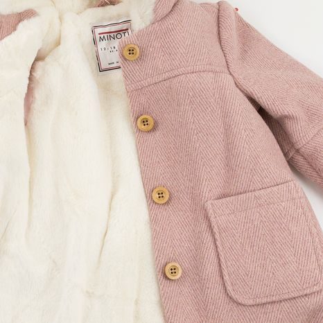 KABÁT DÍVČÍ VLNĚNÝ S KAPUCÍ, MINOTI, LOVELY 4, RŮŽOVÁ