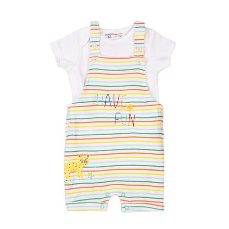 SET PENTRU COPII - BODY ȘI PANTALONI SCURȚI, MINOTI, SMILING 7, ALB