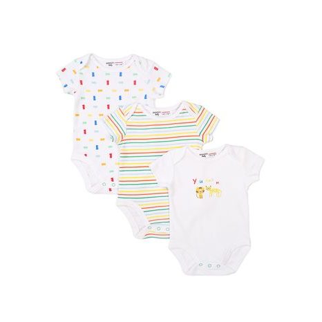 Body pentru bebeluși 3pack, Minoti, Smiling 8, alb