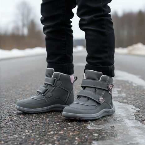 DĚTSKÉ CELOROČNÍ BAREFOOT BOTY BUGGA KIVO GREY B00199-09