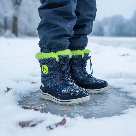 CHLAPECKÉ ZIMNÍ BOTY S KOŽÍŠKEM ICEFOX, STAHOVÁNÍ, BOČNÍ ZIP, BUGGA, B00170-04, MODRÁ