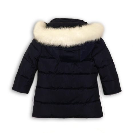 KABÁT DÍVČÍ ZIMNÍ PARKA PODŠITÁ CHLUPEM, MINOTI, RUN 4, TMAVĚ MODRÁ