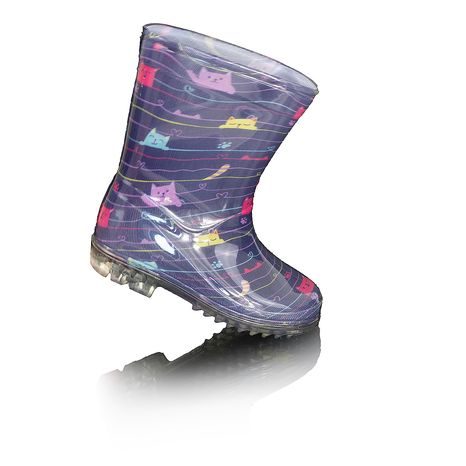 DÍVČÍ HOLÍNKY PVC - POTISK KOČIČKY, PIDILIDI, PL0041-04,  MODRÁ