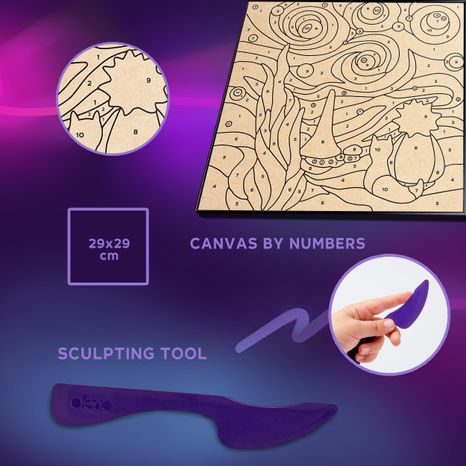 OKTO MALOVÁNÍ HMOTOU PODLE ČÍSEL MOTIV "MALÝ PRINC NOČNÍ OBLOHA" - DETAIL PLÁTNA