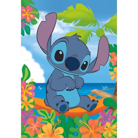 DETAILNÍ POHLED NA SLOŽENÉ PUZZLE 104 DÍLKŮ S MOTIVEM DISNEY STITCH