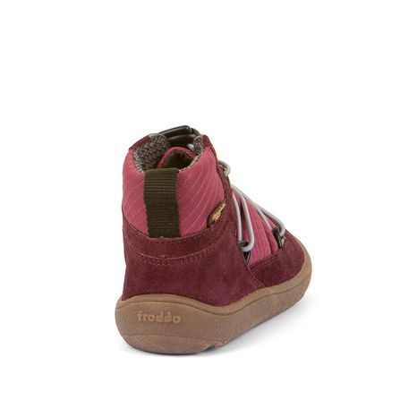 DÍVČÍ CELOROČNÍ BAREFOOT BOTY TEX TRACK BORDEAUX, FRODDO, G3110257-7, ČERVENÁ