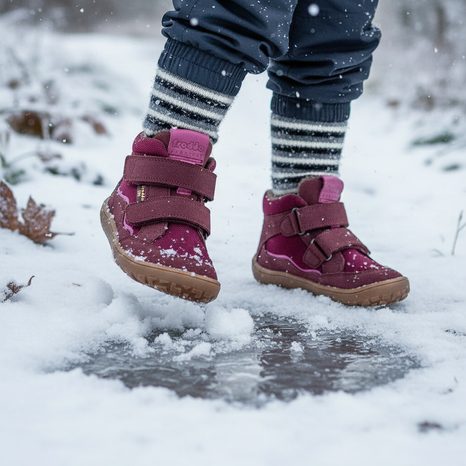 DÍVČÍ ZIMNÍ BAREFOOT BOTY TEX WOOL BORDEAUX FRODDO G3110266-7W