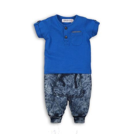 Dojčenský set, džínsy, tričko, Minoti, safari 8, světle modrá