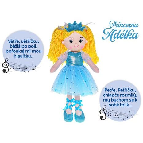 ČESKY ZPÍVAJÍCÍ PANENKA PRINCEZNA ADÉLKA 35 CM V DETAILNĚ ZDOBENÝCH ŠATECH