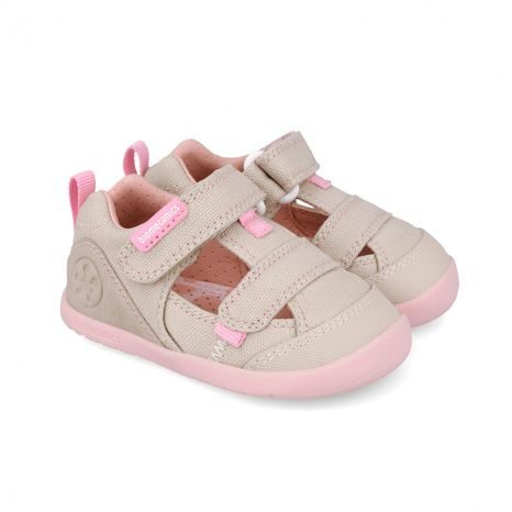 DIEVČENSKÉ BAREFOOT SANDÁLE LONA BASICA BEIGE Y ROSA BIOMECANICS 262191-F884