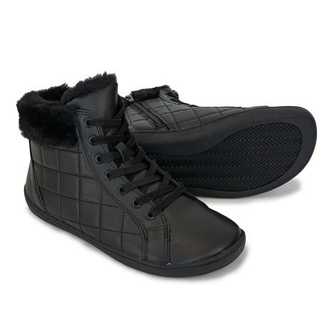 DÁMSKÉ BAREFOOT ZIMNÍ BOTY ZORA DARK BLACK, PROTETIKA, TMAVĚ ČERNÁ