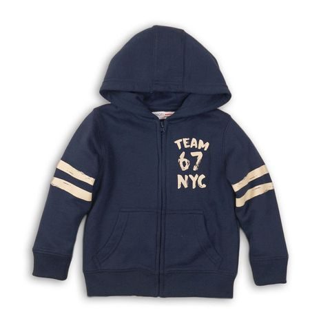 Mikina chlapčenská s kapucňou celoprepínací, Minoti, KB FLEECE ZIP 10, tmavě modrá