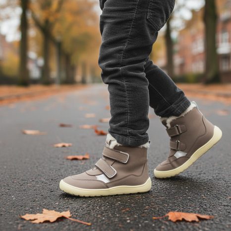 DÍVČÍ ZIMNÍ BAREFOOT BOTY KESY TAUPE, PROTETIKA, ŠEDÁ