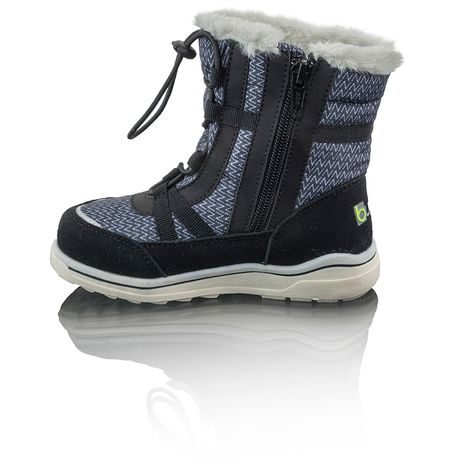 DĚTSKÉ ZIMNÍ BOTY S KOŽÍŠKEM ICEFOX, STAHOVÁNÍ, BOČNÍ ZIP, BUGGA, B00171-10, ČERNÁ