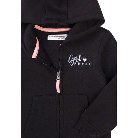 HANORAC CU GLUGĂ PENTRU FETE, MINOTI, 8GZTHRU 1, NEGRU