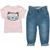 Set pentru fete - tricou și pantaloni din denim, Minoti, Purrfect 1, roz