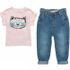 Set pentru fete - tricou și pantaloni din denim, Minoti, Purrfect 1, roz