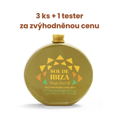 3x Sol de Ibiza opalovací mléko Magic SPF 15 100 ml + 1x tester 30 ml za ZVÝHODNĚNOU CENU