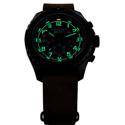 TRASER P96 OUTDOOR PIONEER EVOLUTION CHRONO PETROL KŮŽE - SPORT - HODINKY