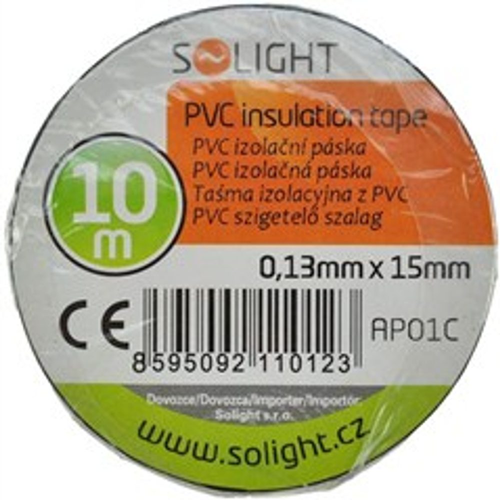 SOLIGHT Izolační páska 15 mm x 10 m, černá