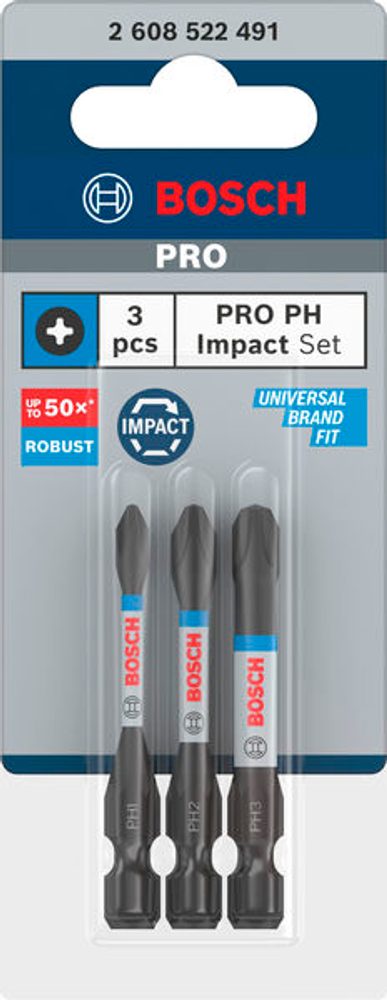 Šroubovací bity sada Bosch PRO Impact Control 55 mm PH1/PH2/PH3 3 ks 2608522491