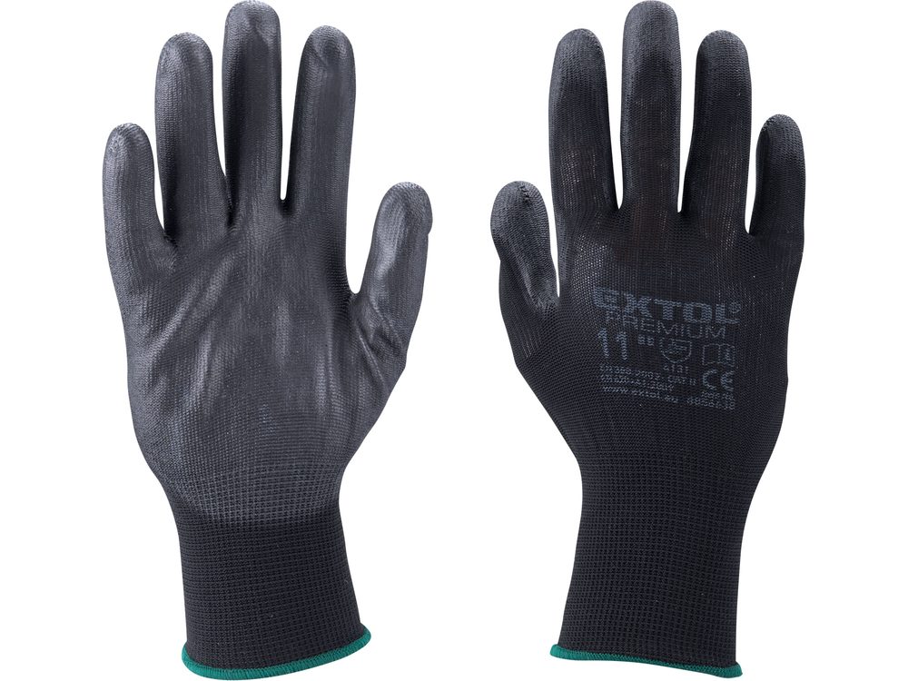 EXTOL PREMIUM 8856636 - rukavice z polyesteru polomáčené v PU, černé, velikost 9