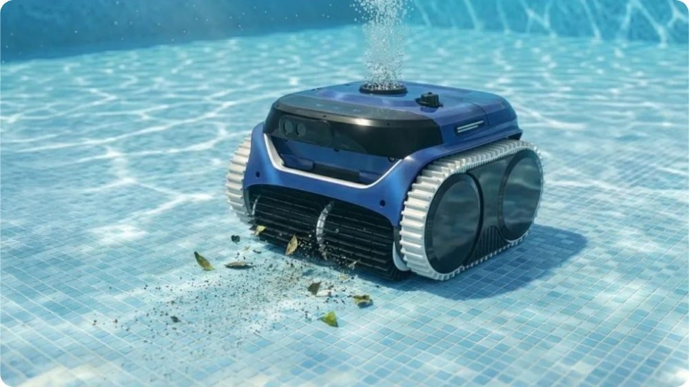 Automatický bazénový vysavač (robot) s vlastním pohonem při čištění dna