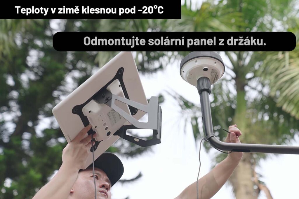 Odmontování solárního panelu a RTK stanice