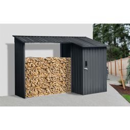 Přístřešek na dřevo s kůlnou Riwall RMWS Anhracite 2,7 x 1,6 m