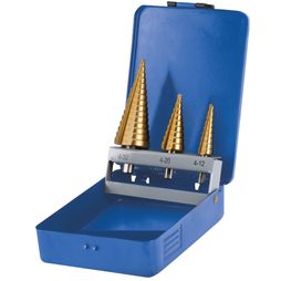 EXTOL CRAFT 20090 - vrtáky stupňovité, sada 3ks, ∅4-12/1mm, ∅4-20/2mm, ∅4-32/2mm