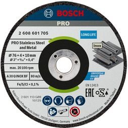 2x Brusný kotouč Bosch PRO Stainless Steel and Metal 76 x 4 mm 2608601705