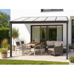 Hliníková pergola LANITPLAST WALL 33 antracit + opál PC LG2118