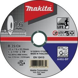 Rezný kotúč Makita 125 x 1,6 mm oceľ