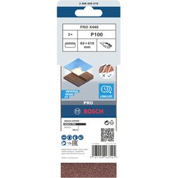3x Brusný pás Bosch PRO X440 65 x 410 mm G100 2608606018
