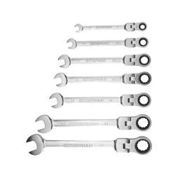 EXTOL PREMIUM 8816105 - kľúče račňové očkovo-ploché s kĺbom, sada 7ks, 8-19mm